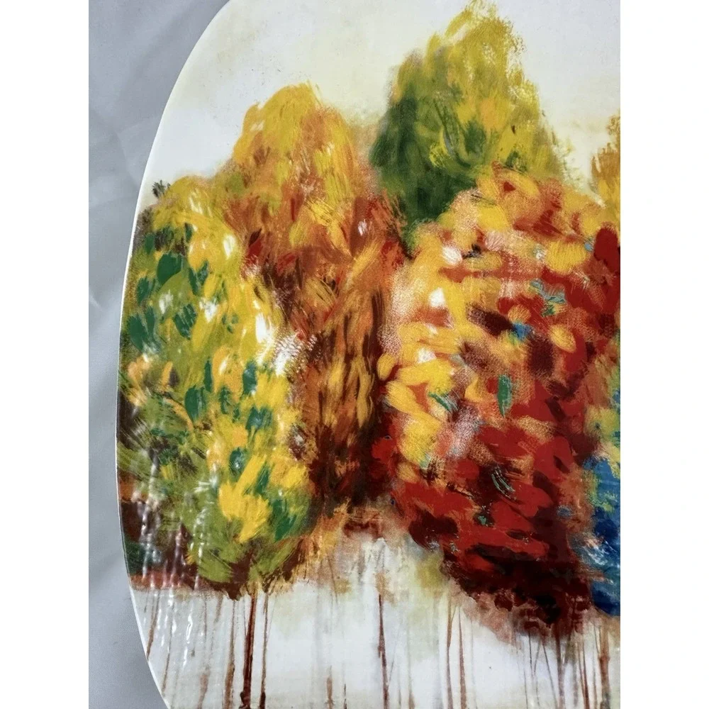 Pier 1 Imports Fall Leaves Trees Serving Platter Ironstone Large 16